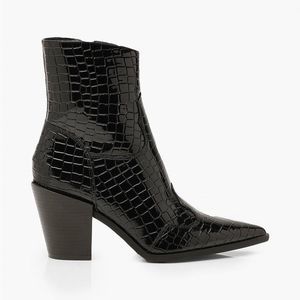 Truffle Collection Black Croc Western Boots